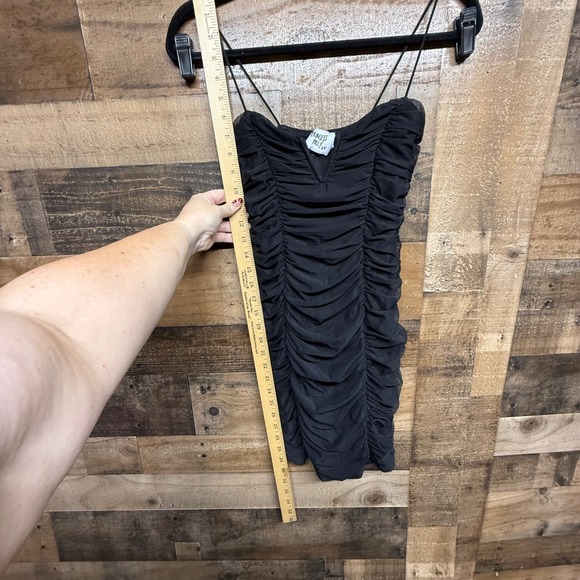Princess Polly Black Mini Dress Ruched Bodycon Party Club Size US 4 - Picture 2 of 6